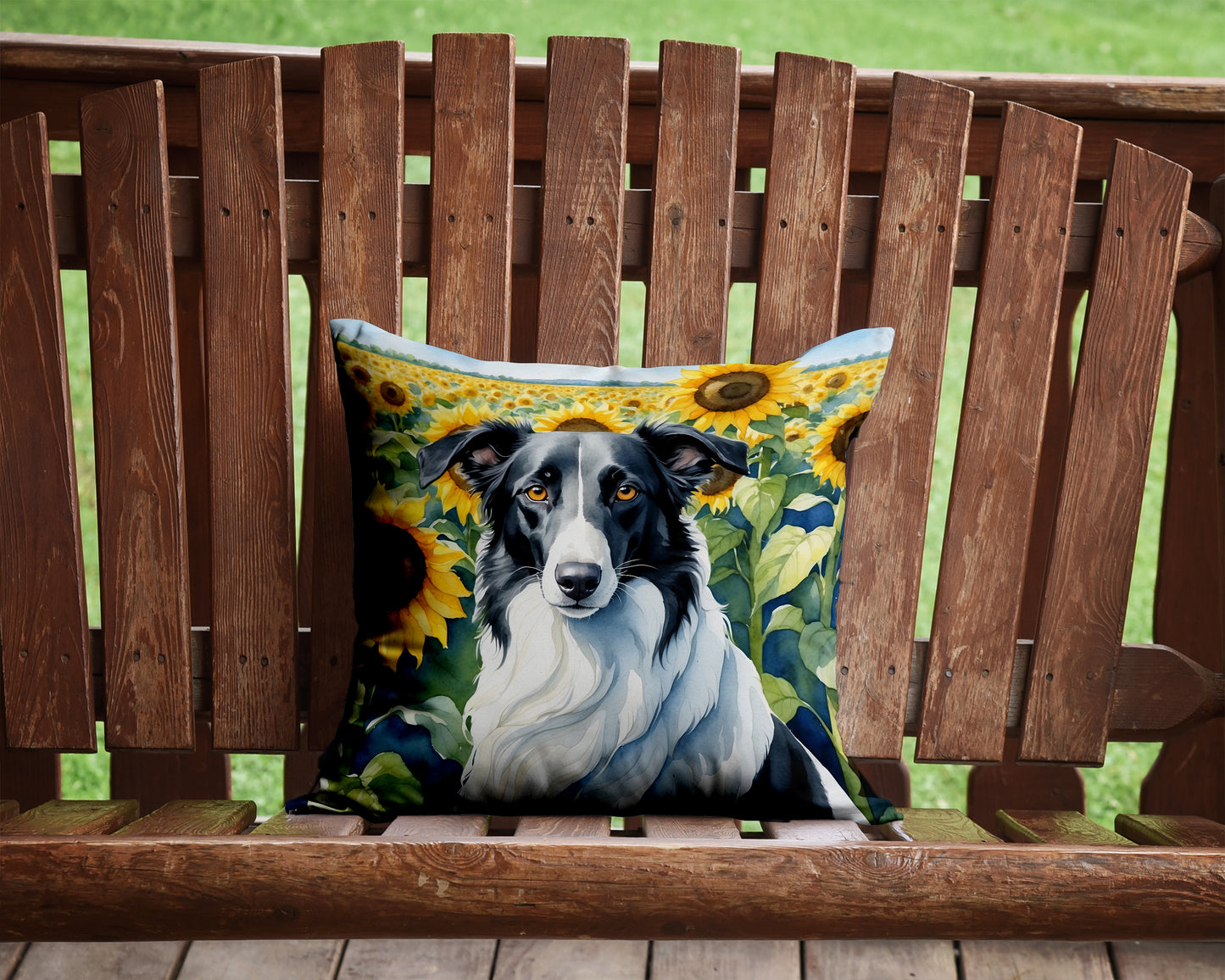 Borzoi in Sunflowers Throw Pillow