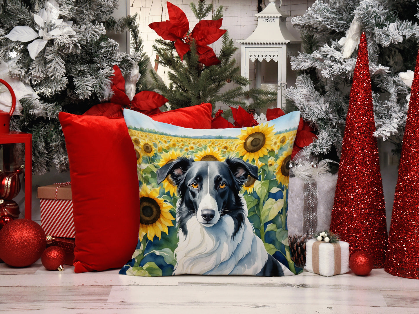 Borzoi in Sunflowers Throw Pillow