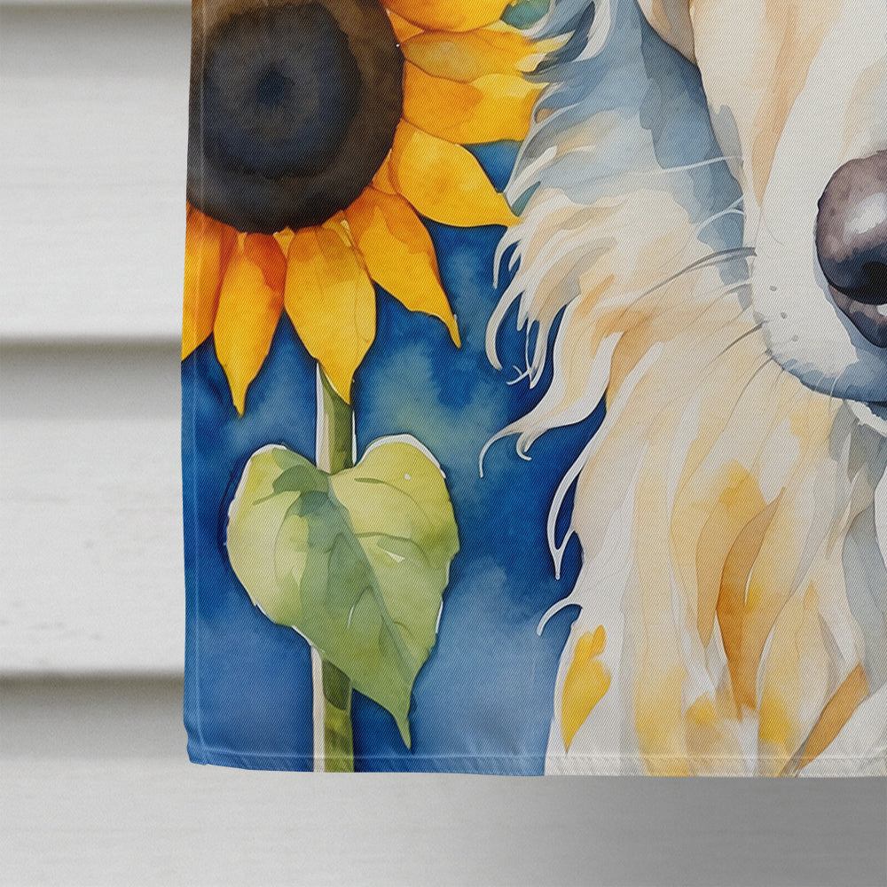 Borzoi in Sunflowers House Flag