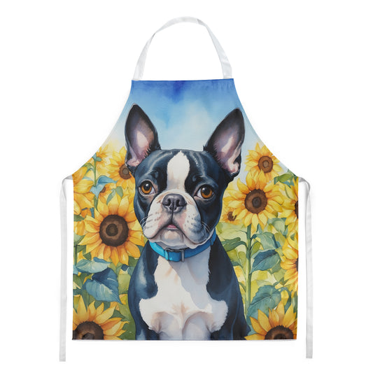 Buy this Boston Terrier in Sunflowers Apron