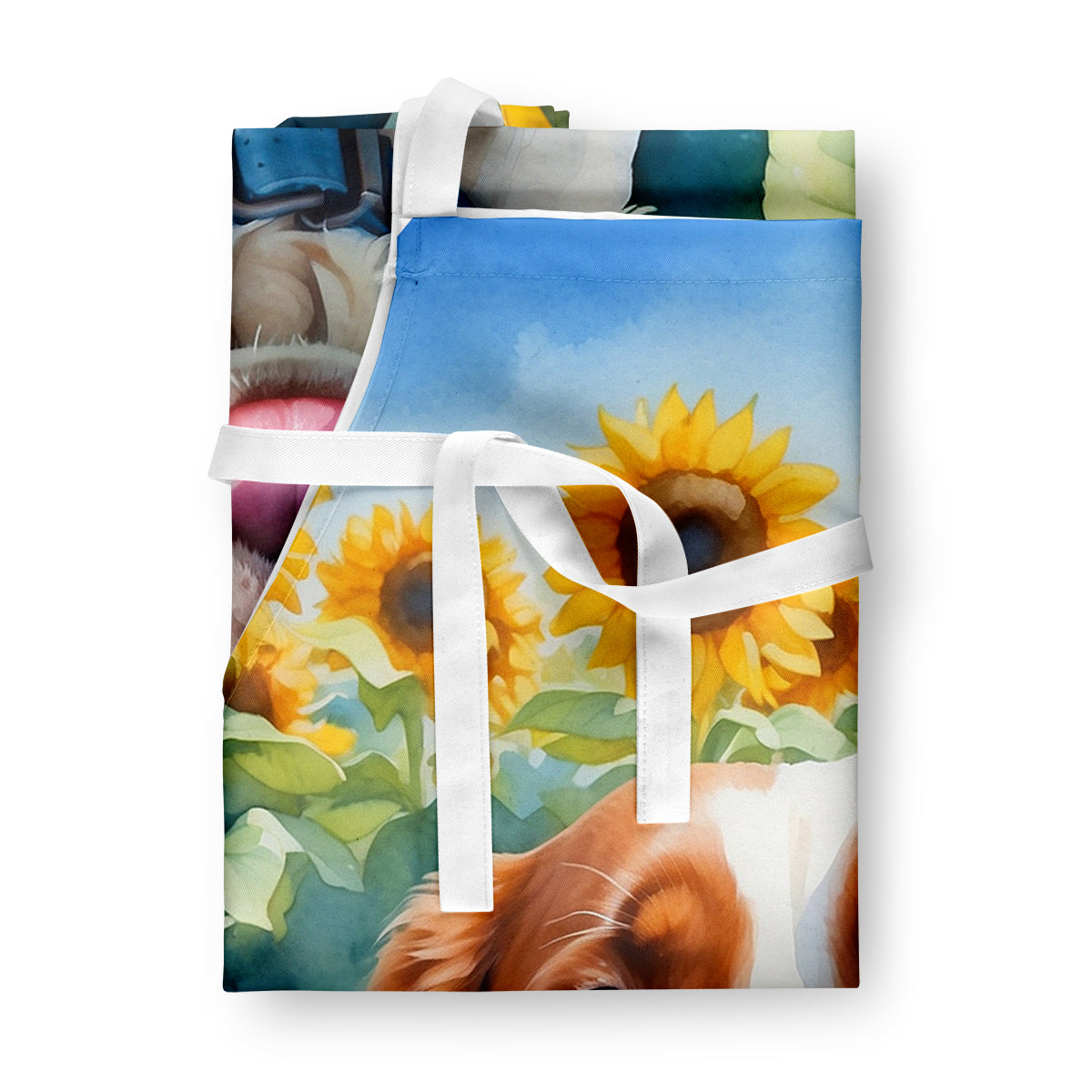 Brittany Spaniel in Sunflowers Apron