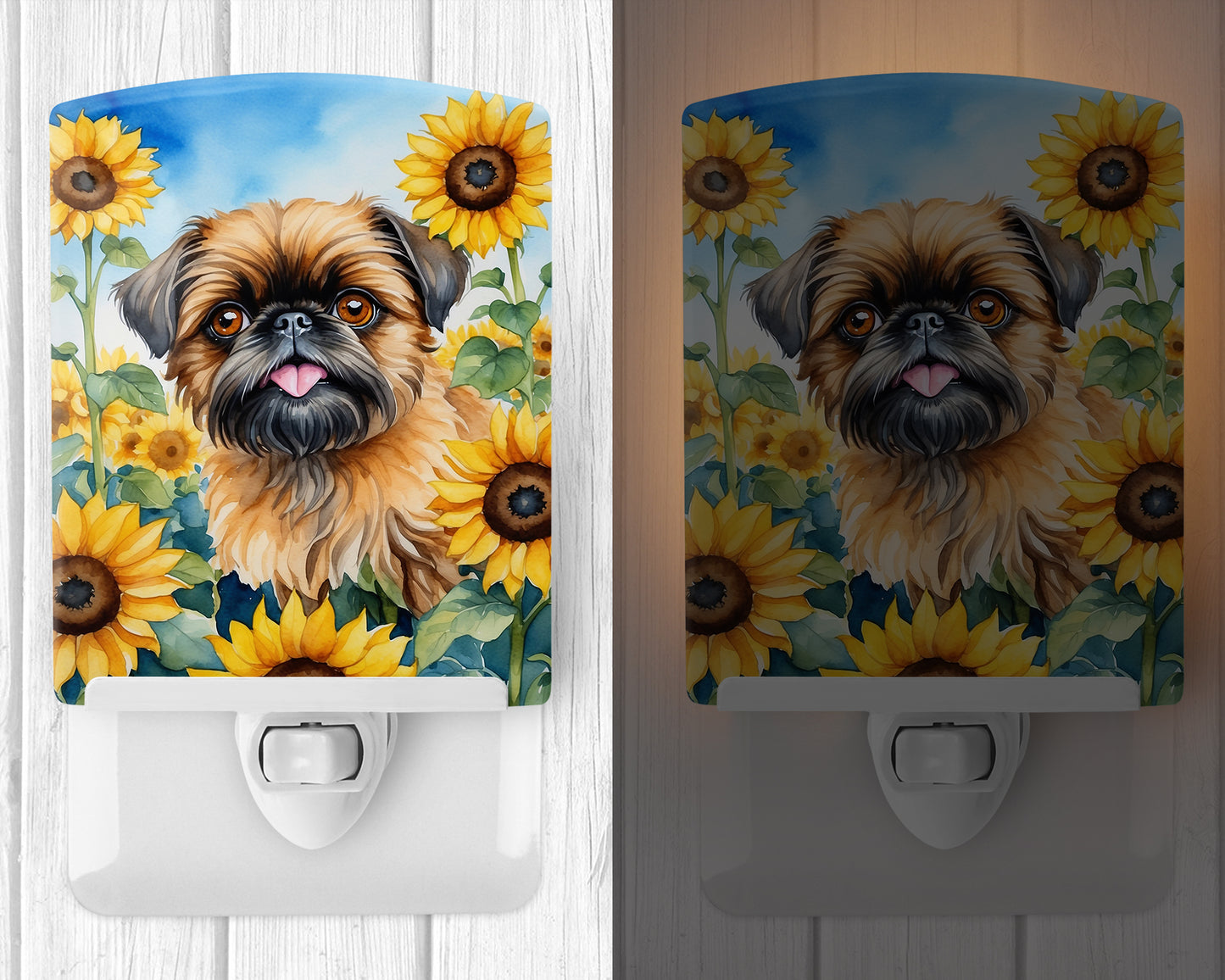 Brussels Griffon in Sunflowers Ceramic Night Light