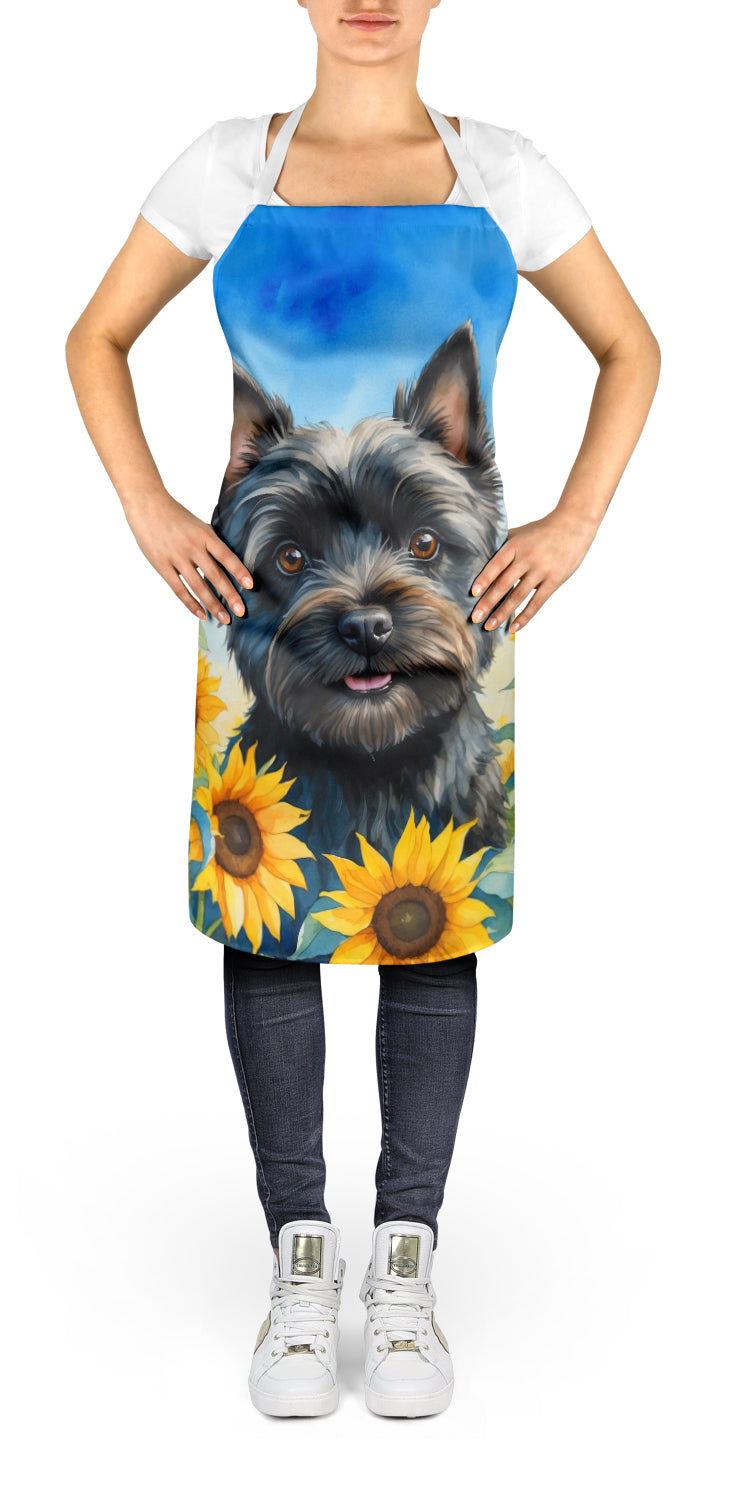 Cairn Terrier in Sunflowers Apron