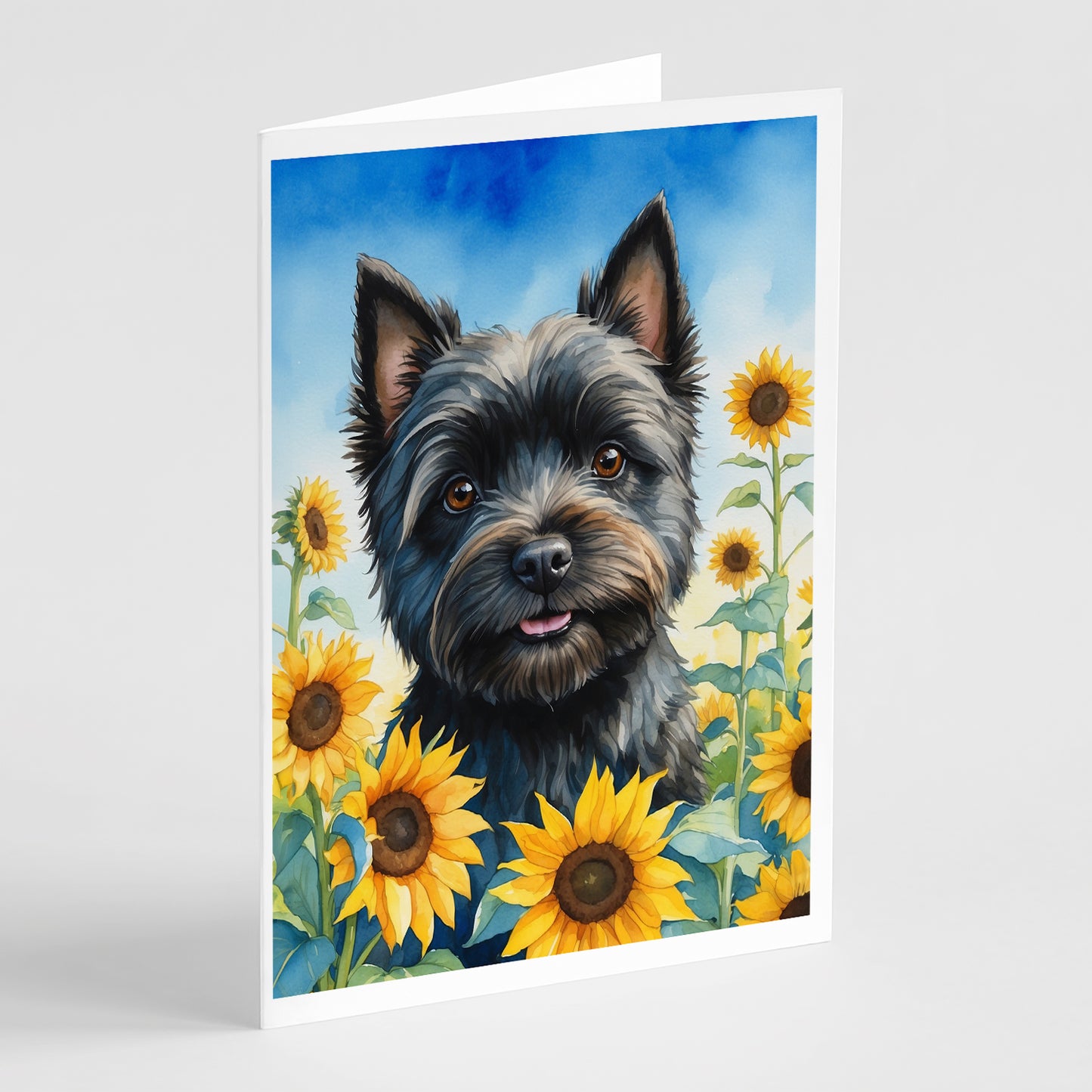 Buy this Cairn Terrier in Sunflowers Greeting Cards Pack of 8