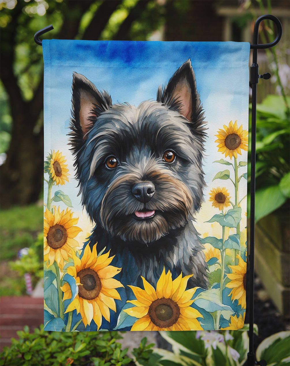 Cairn Terrier in Sunflowers Garden Flag