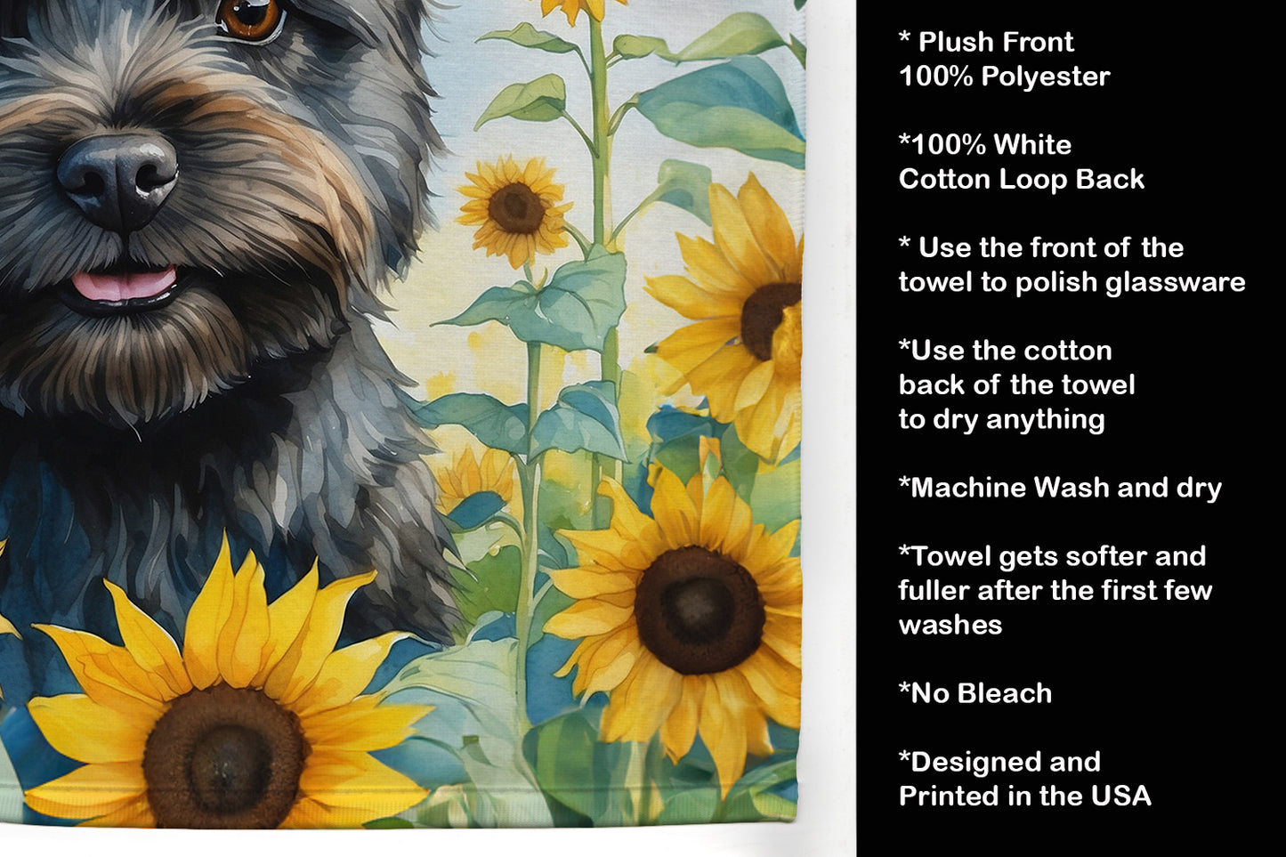 Cairn Terrier in Sunflowers Kitchen Towel