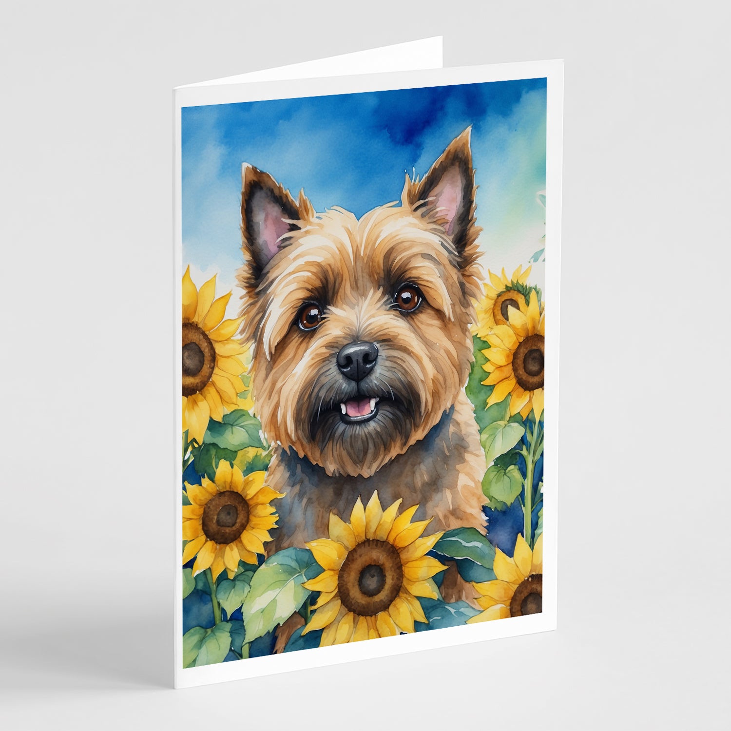 Buy this Cairn Terrier in Sunflowers Greeting Cards Pack of 8