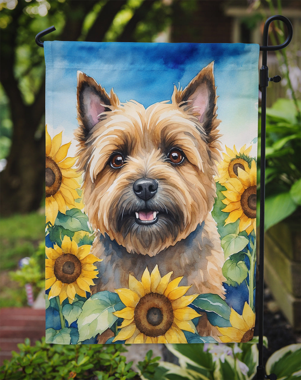 Cairn Terrier in Sunflowers Garden Flag