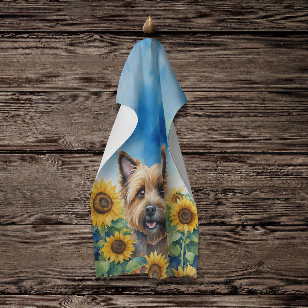 Cairn Terrier in Sunflowers Kitchen Towel