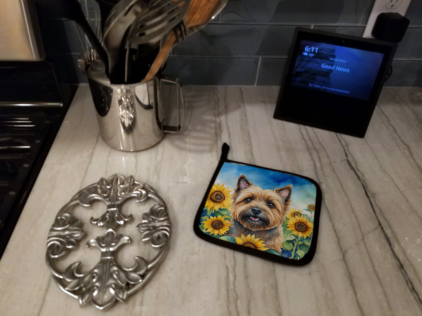 Cairn Terrier in Sunflowers Pair of Pot Holders