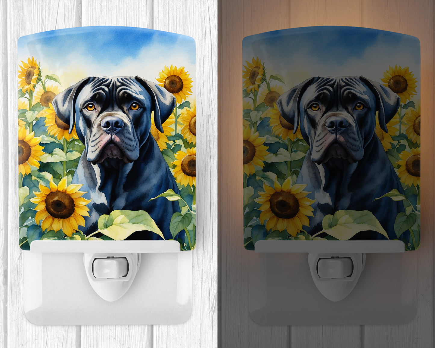 Cane Corso in Sunflowers Ceramic Night Light