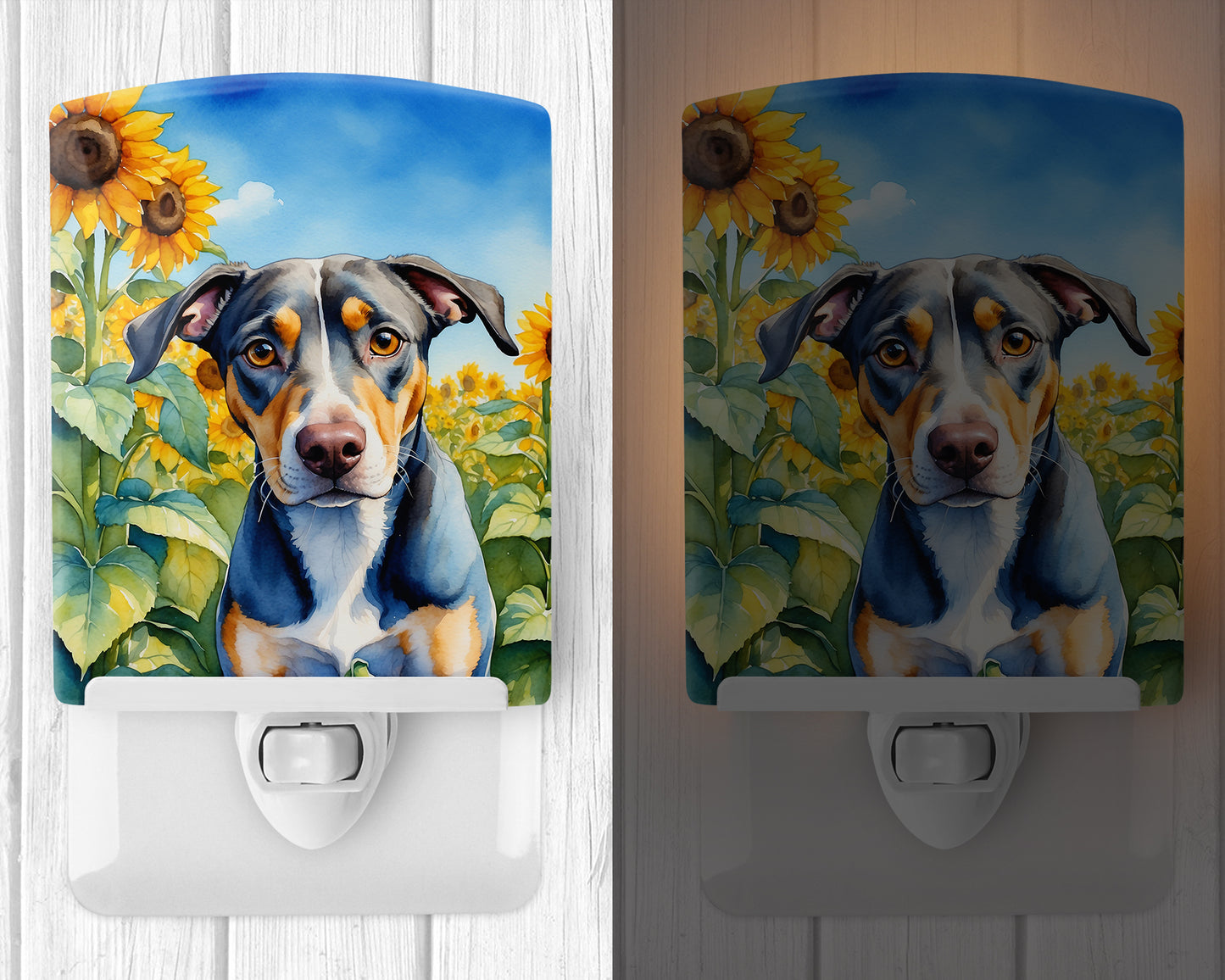 Catahoula in Sunflowers Ceramic Night Light