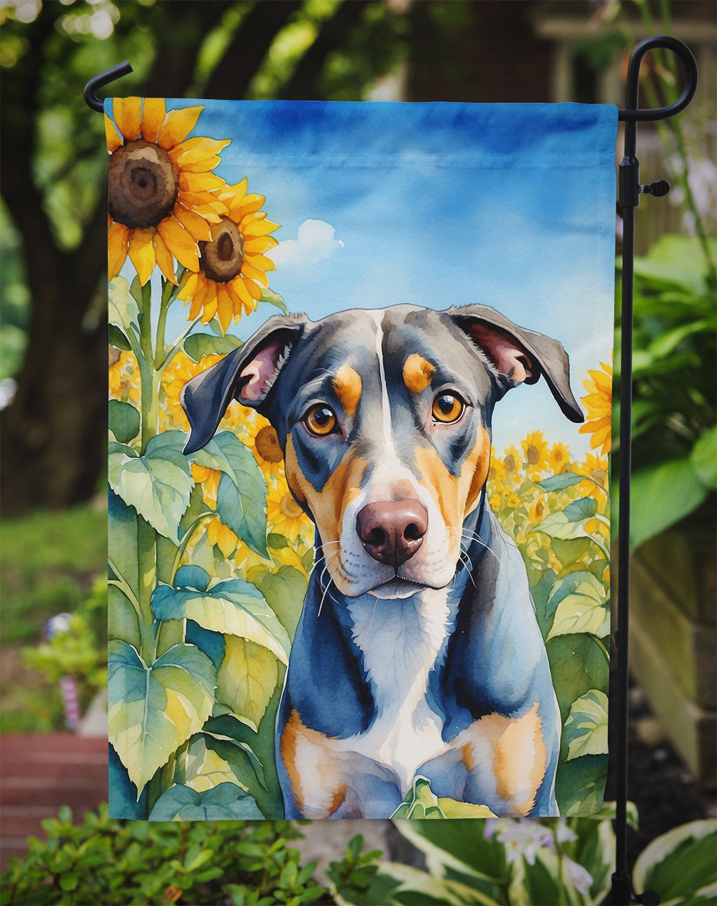 Catahoula in Sunflowers Garden Flag