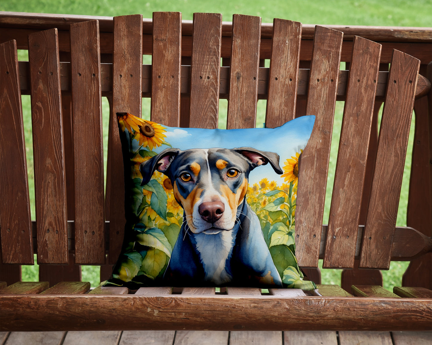 Catahoula in Sunflowers Throw Pillow