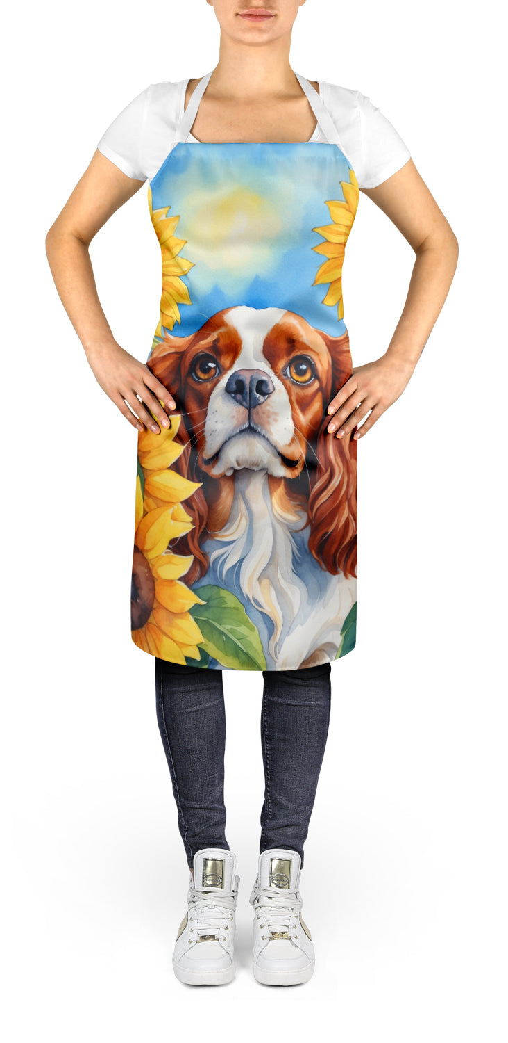 Cavalier Spaniel in Sunflowers Apron