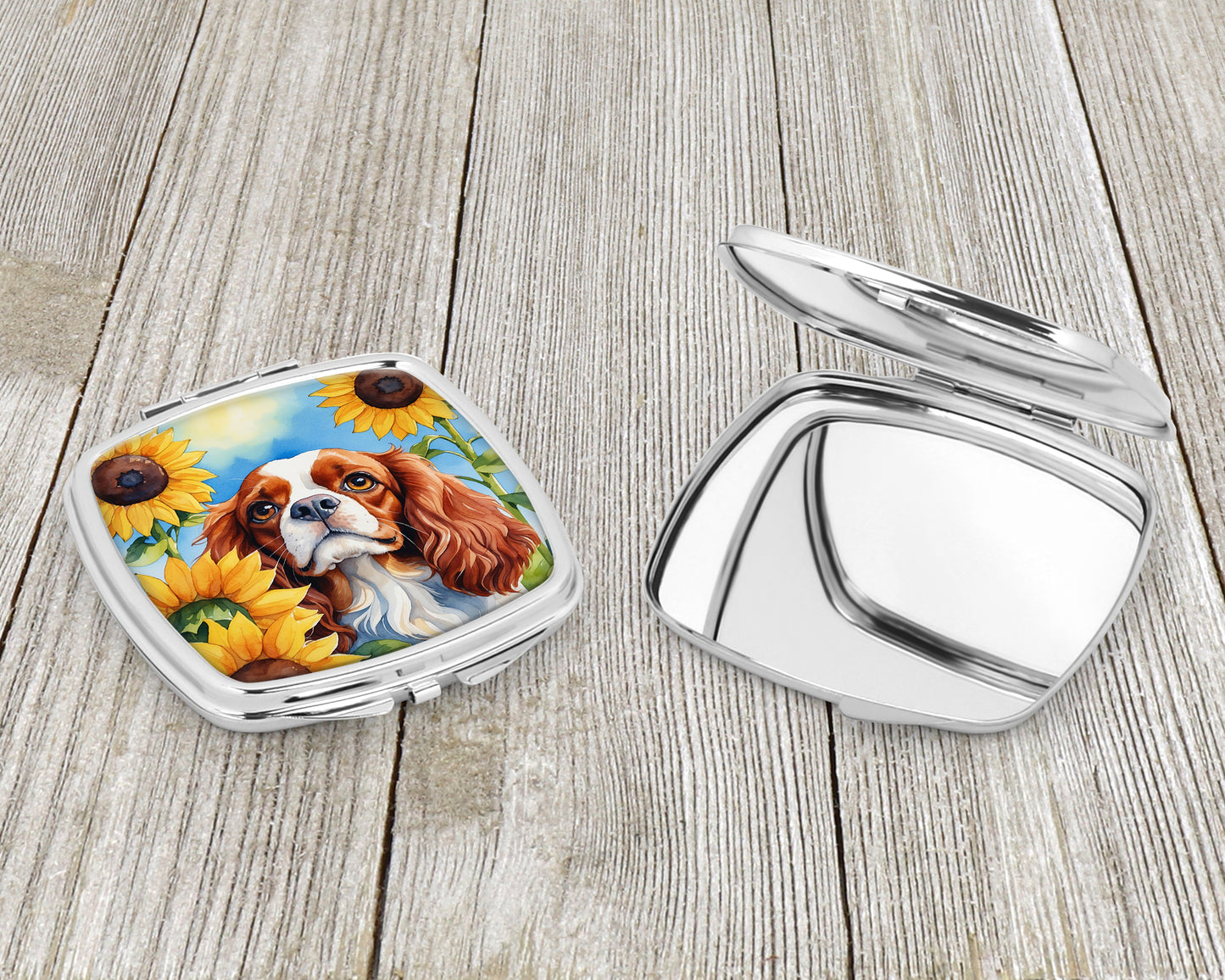 Cavalier Spaniel in Sunflowers Compact Mirror