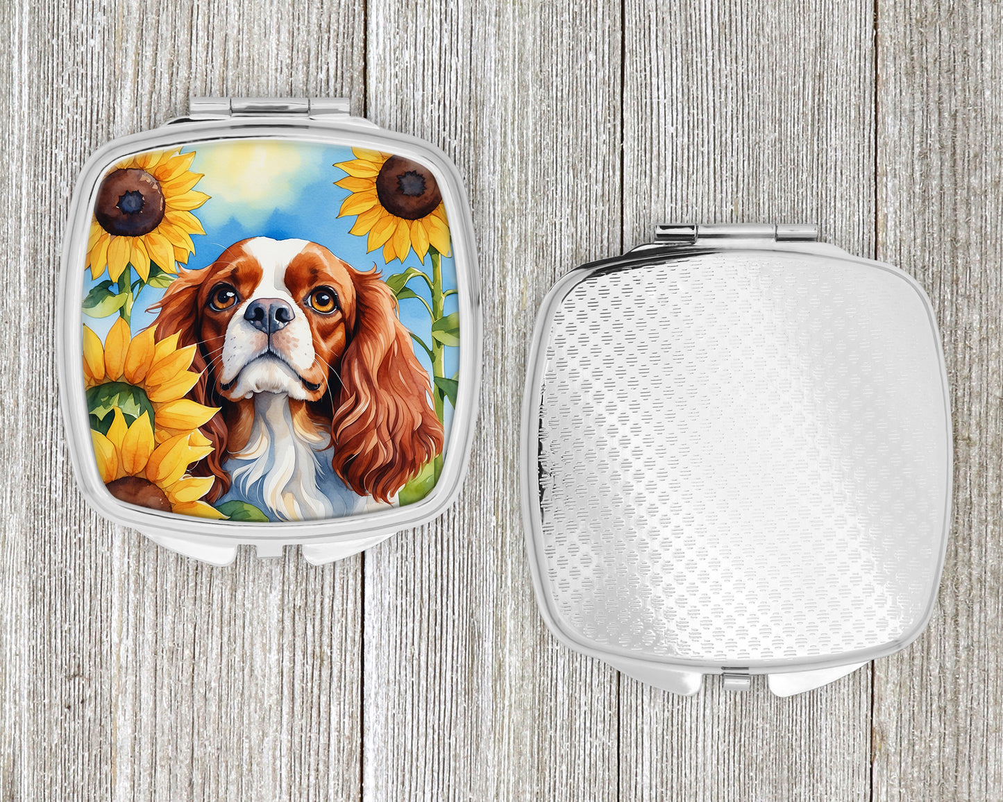 Cavalier Spaniel in Sunflowers Compact Mirror