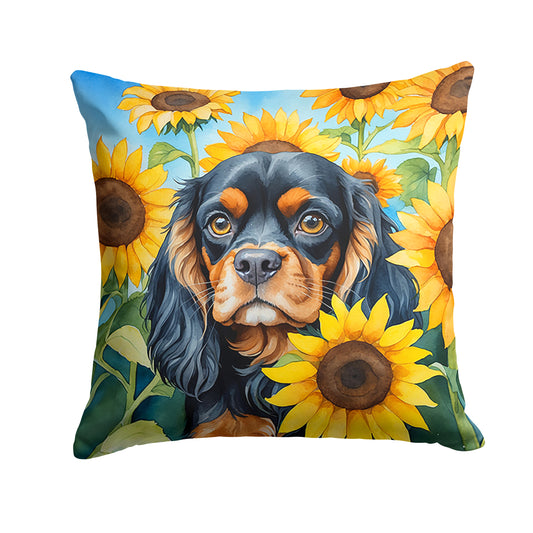 Buy this Cavalier Spaniel in Sunflowers Throw Pillow