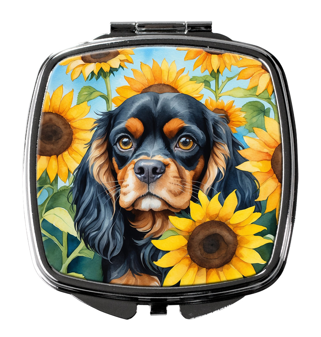 Buy this Cavalier Spaniel in Sunflowers Compact Mirror