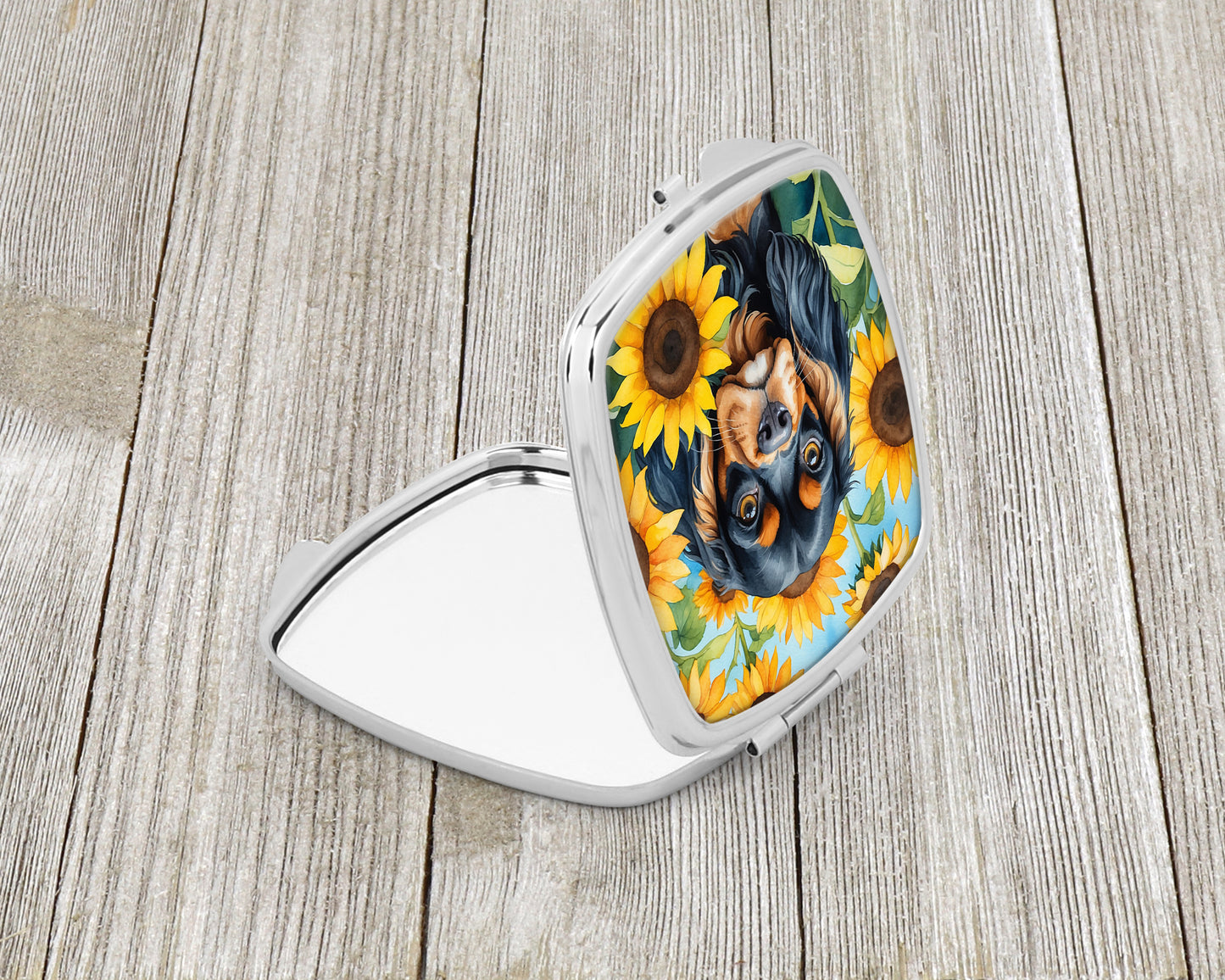 Cavalier Spaniel in Sunflowers Compact Mirror