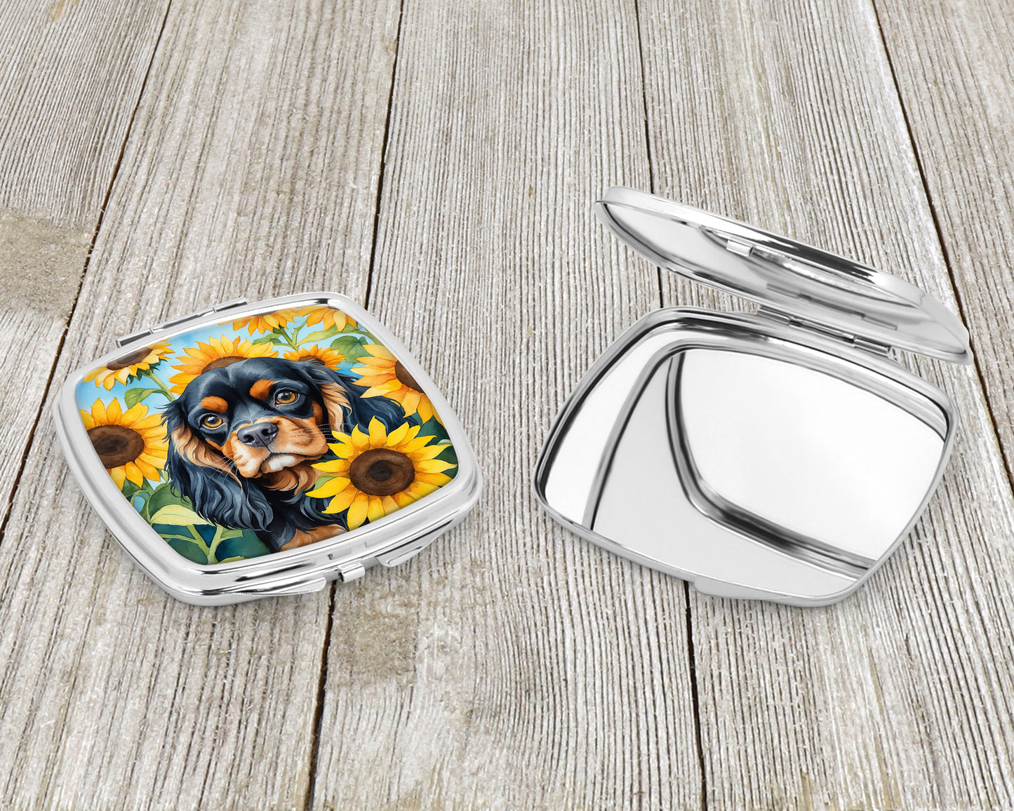 Cavalier Spaniel in Sunflowers Compact Mirror