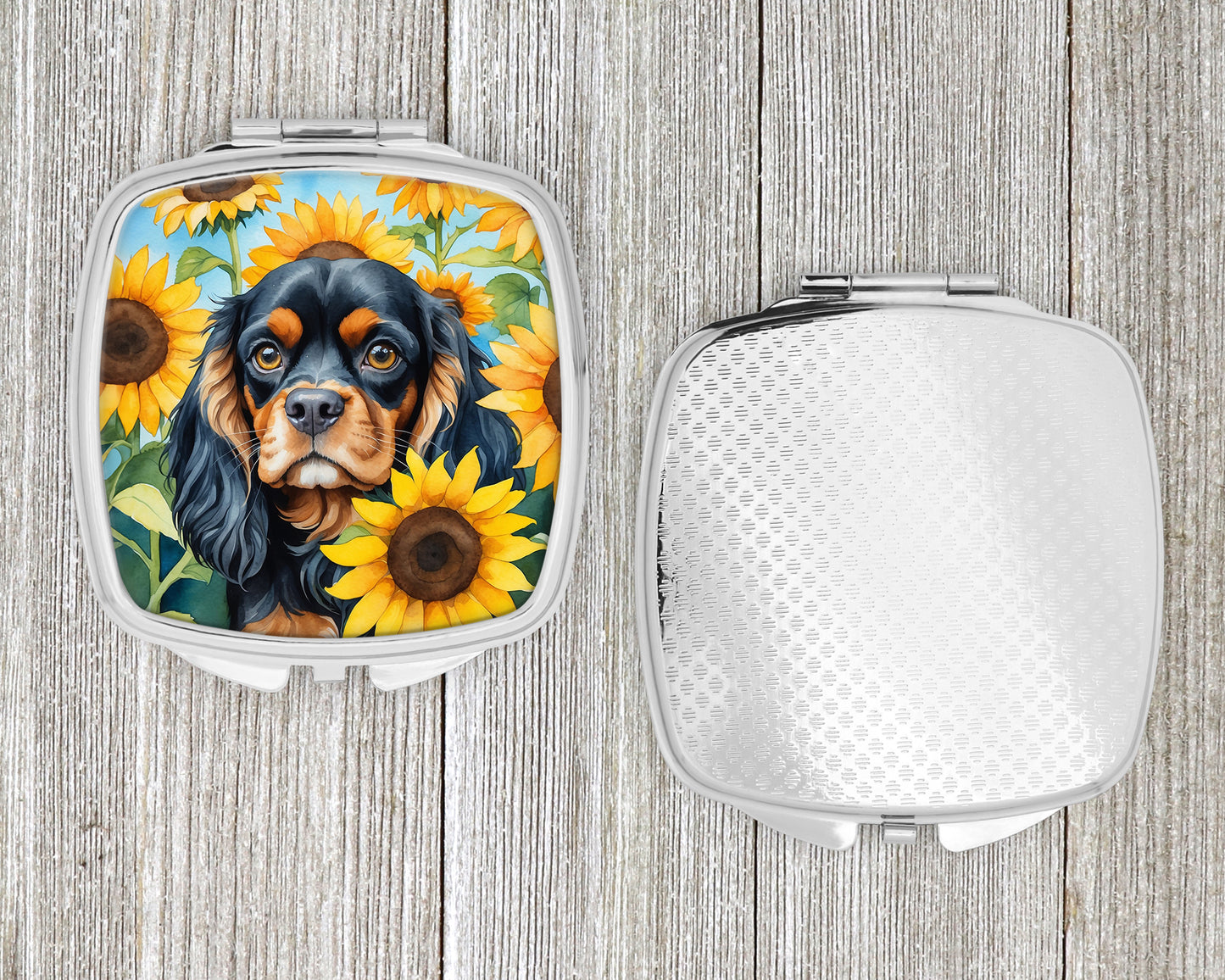 Cavalier Spaniel in Sunflowers Compact Mirror