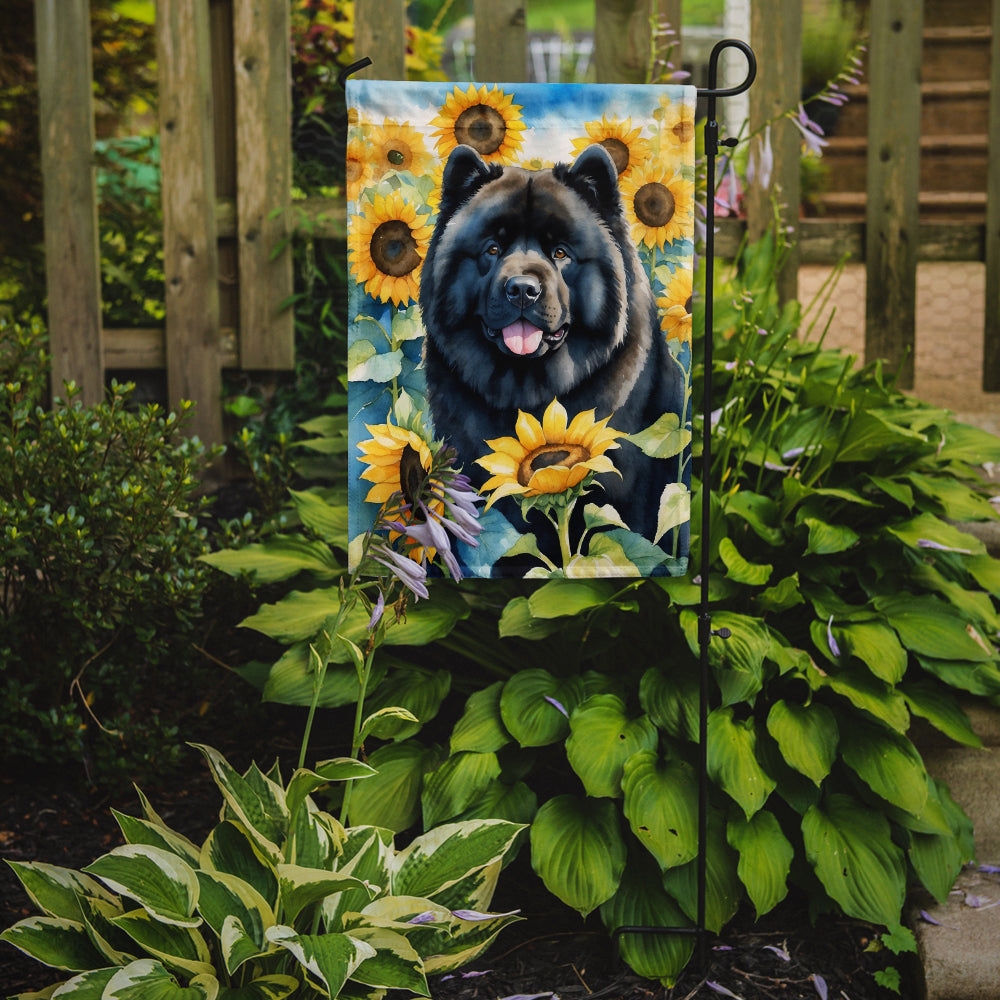 Chow Chow in Sunflowers Garden Flag