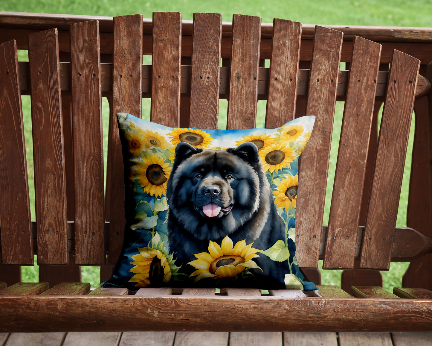 Chow Chow in Sunflowers Throw Pillow