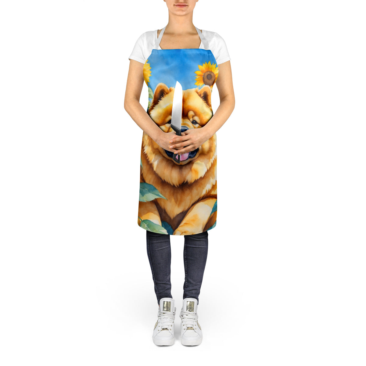 Chow Chow in Sunflowers Apron