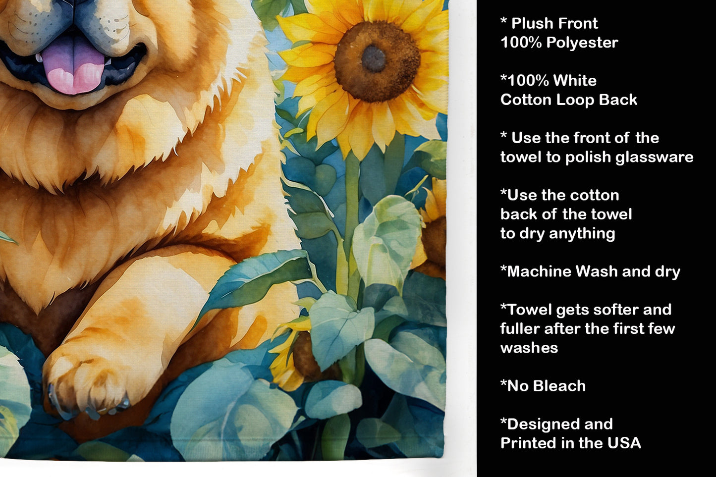 Chow Chow in Sunflowers Kitchen Towel