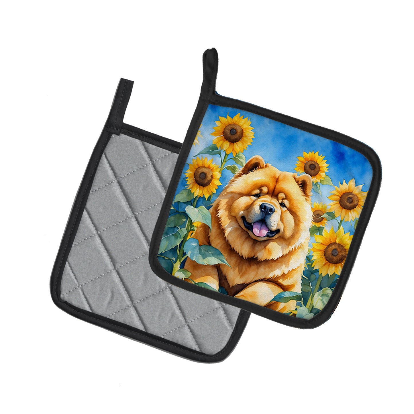 Chow Chow in Sunflowers Pair of Pot Holders