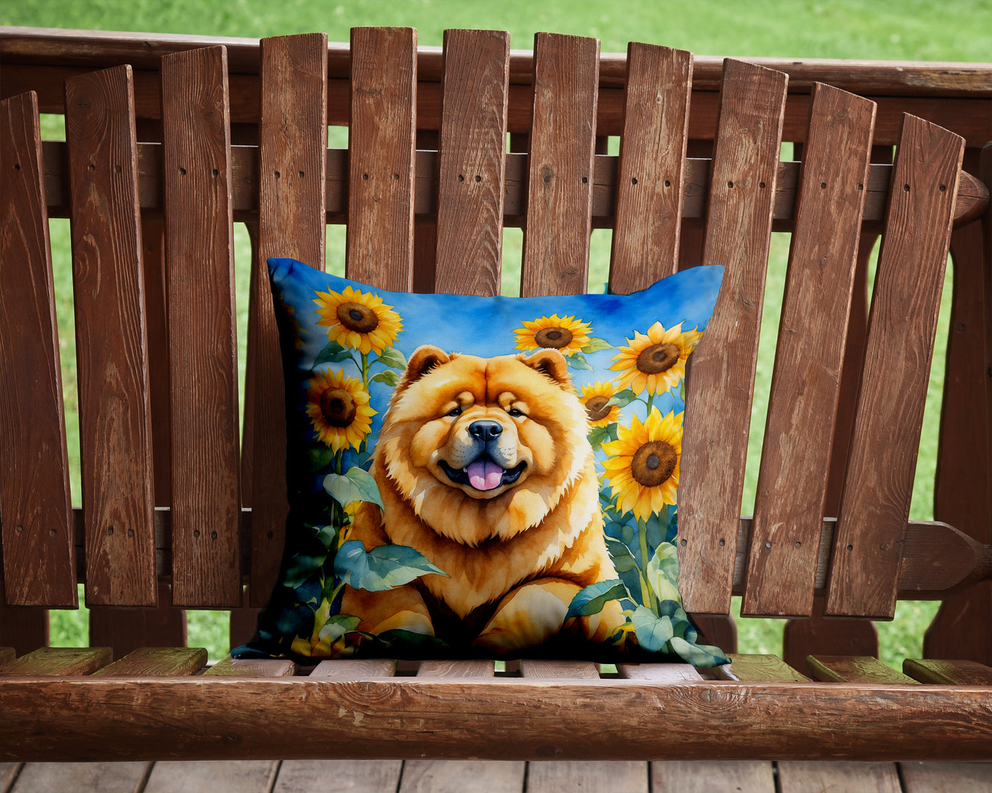 Chow Chow in Sunflowers Throw Pillow