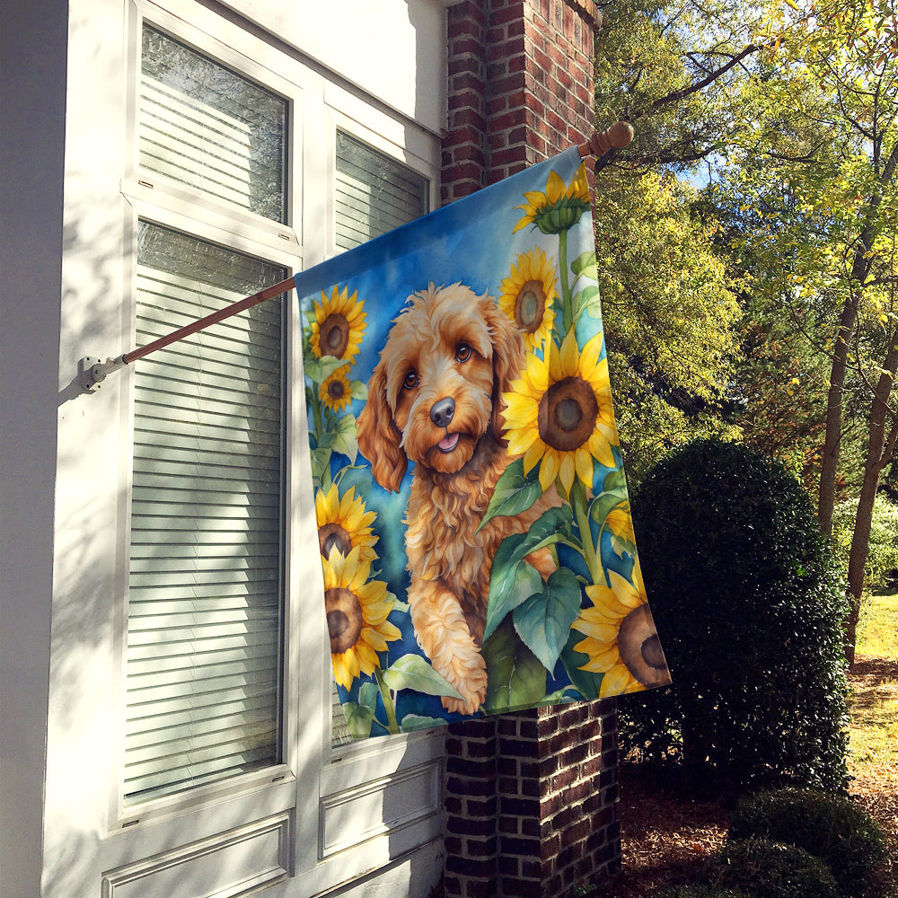 Cockapoo in Sunflowers House Flag