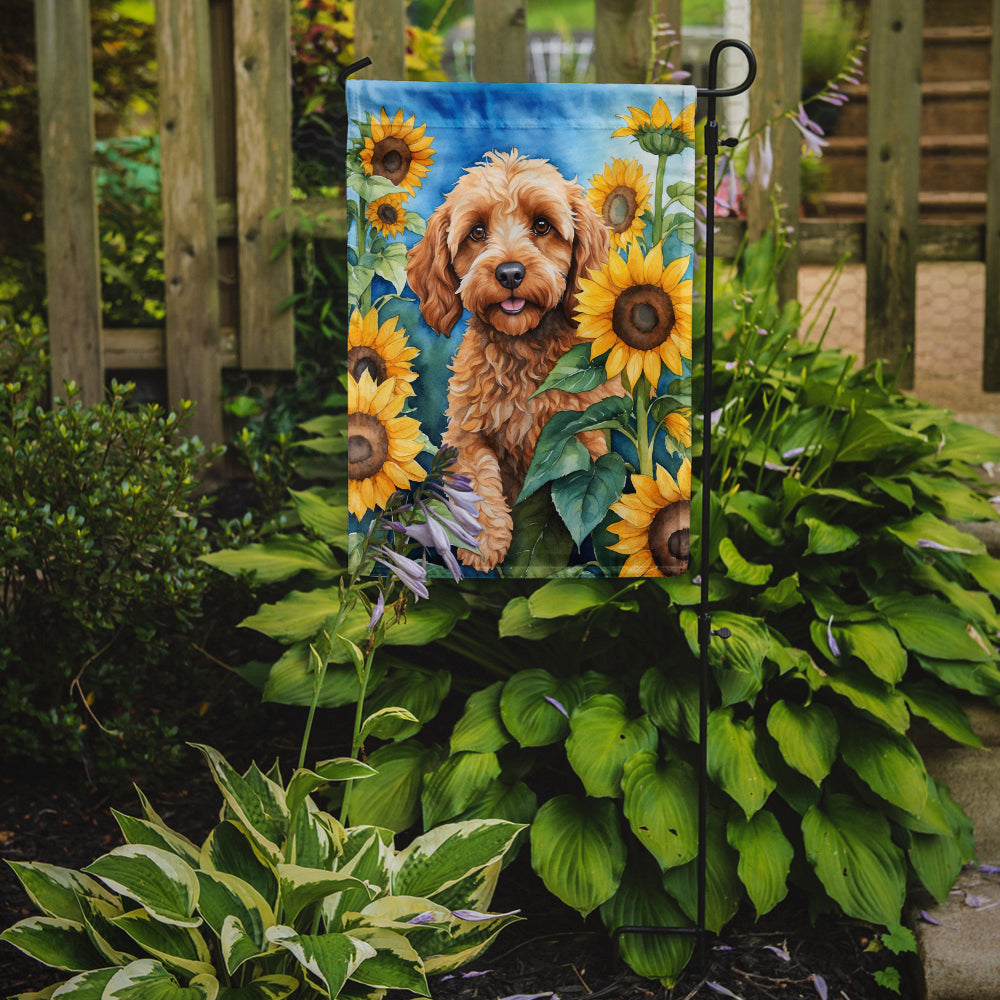 Cockapoo in Sunflowers Garden Flag