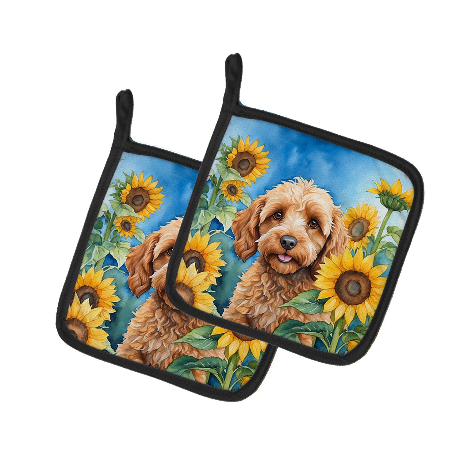 Buy this Cockapoo in Sunflowers Pair of Pot Holders