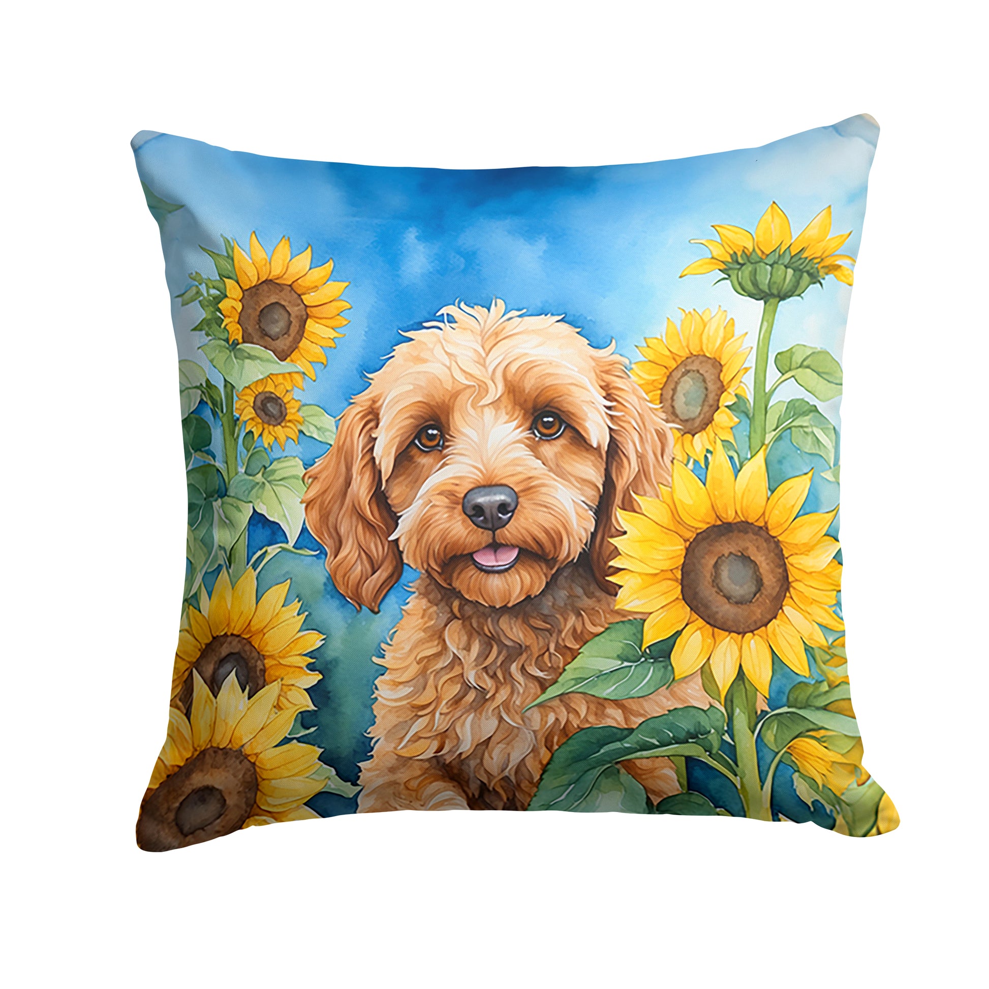 Buy this Cockapoo in Sunflowers Throw Pillow