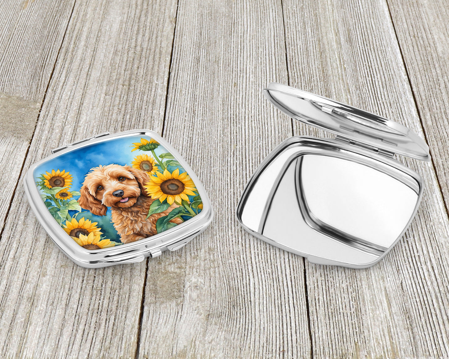 Cockapoo in Sunflowers Compact Mirror