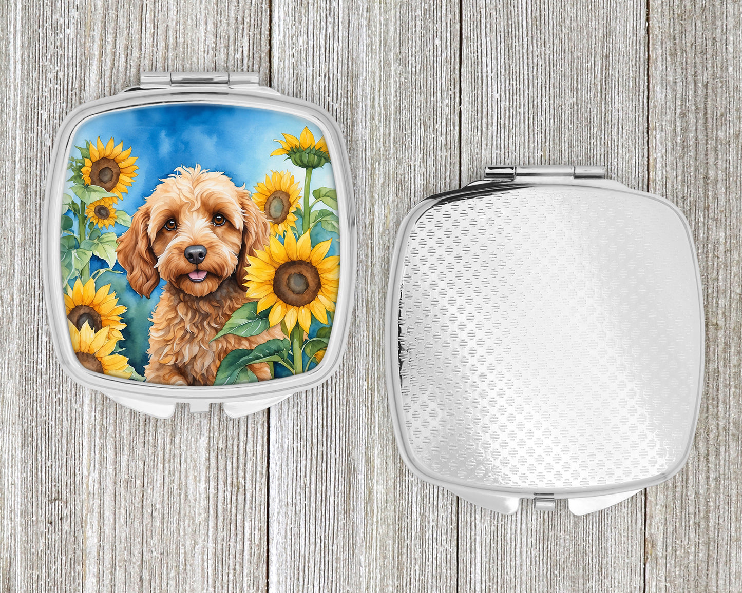 Cockapoo in Sunflowers Compact Mirror