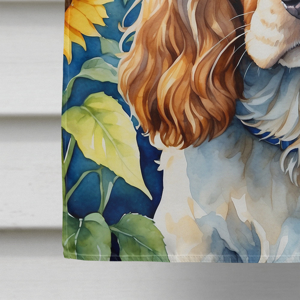 Cocker Spaniel in Sunflowers House Flag