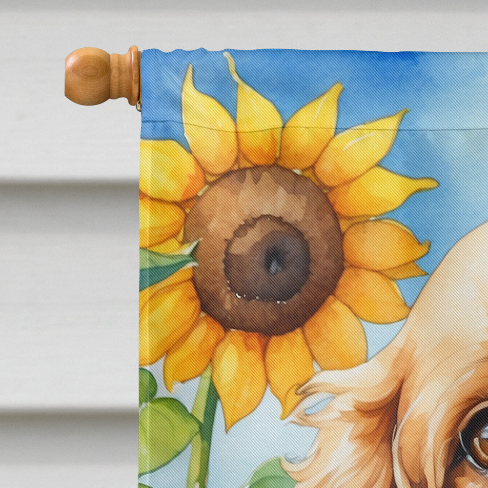 Cocker Spaniel in Sunflowers House Flag