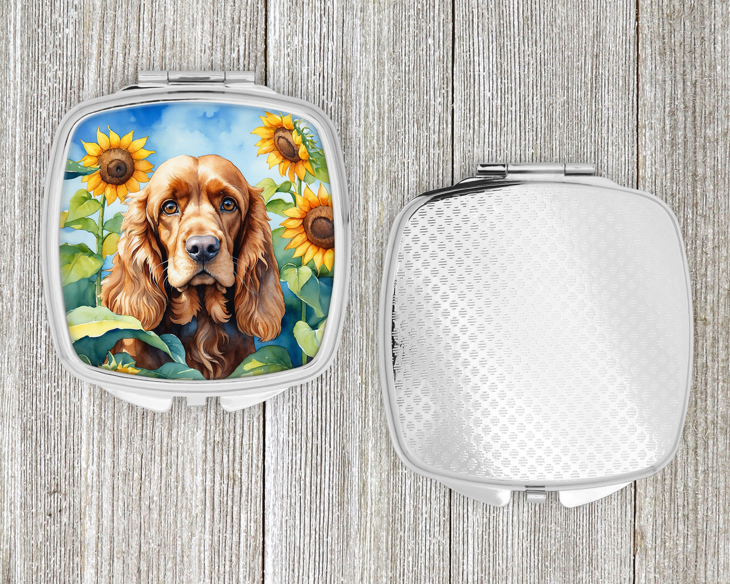 Cocker Spaniel in Sunflowers Compact Mirror