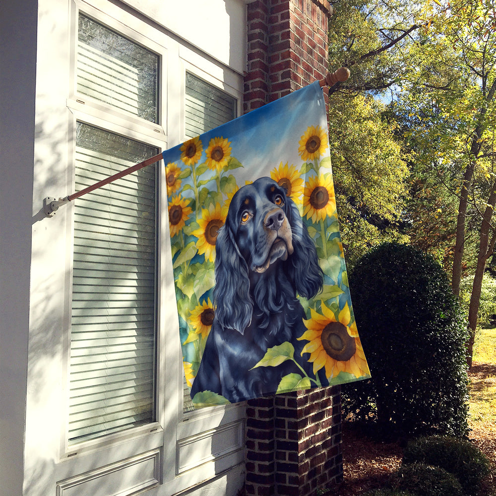 Cocker Spaniel in Sunflowers House Flag