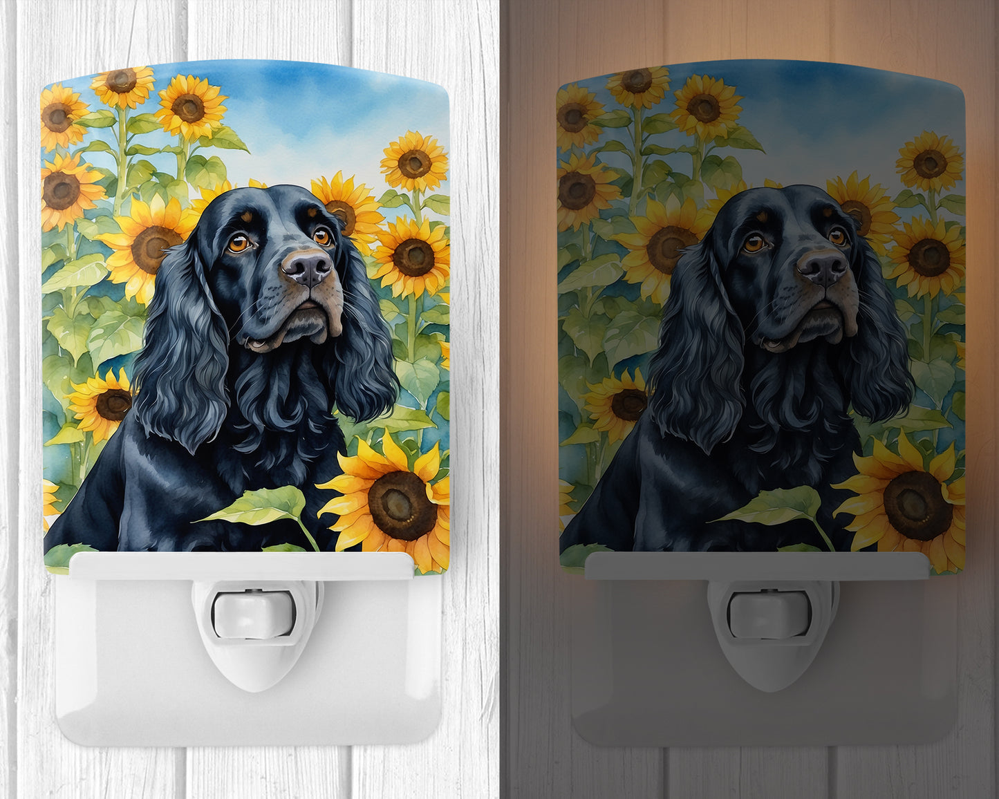 Cocker Spaniel in Sunflowers Ceramic Night Light