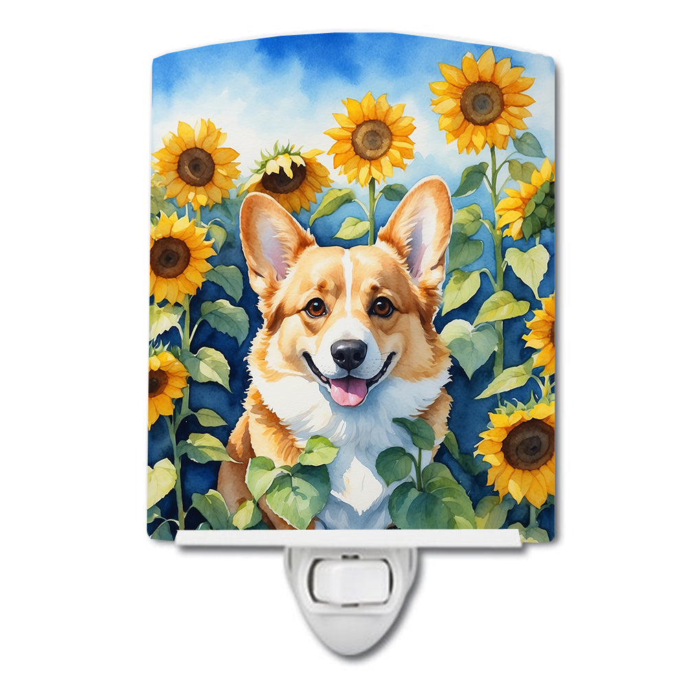 Buy this Corgi in Sunflowers Ceramic Night Light