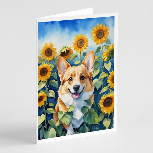 Buy this Corgi in Sunflowers Greeting Cards Pack of 8