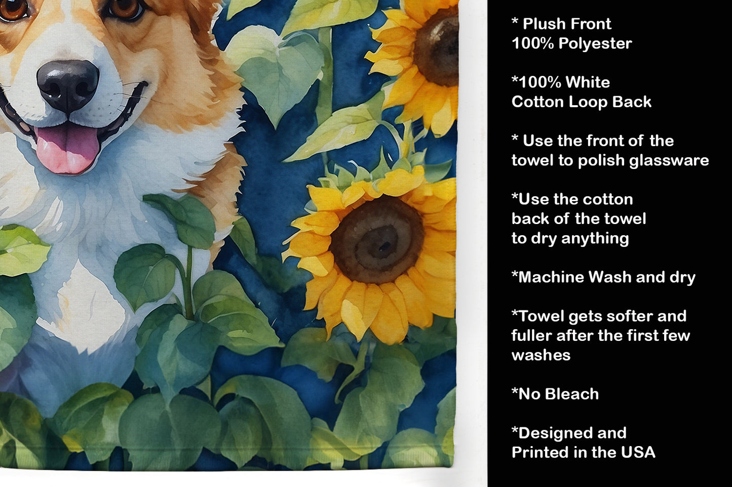 Corgi in Sunflowers Kitchen Towel