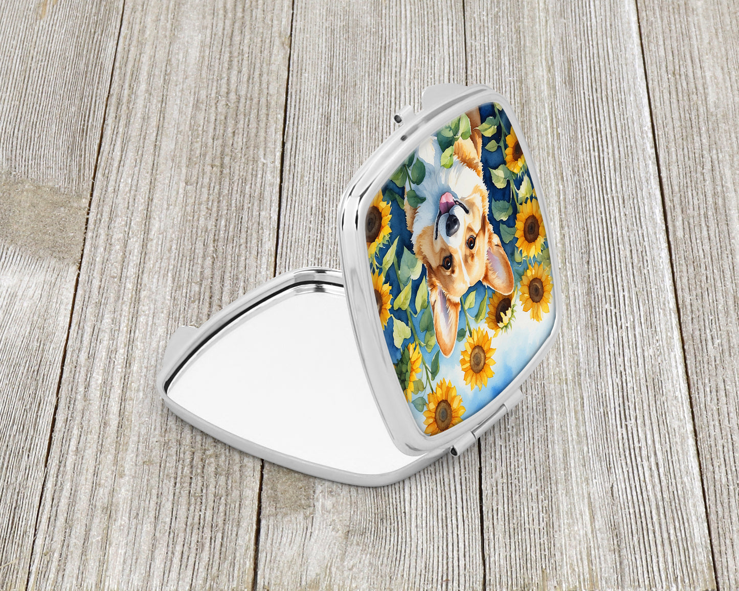 Corgi in Sunflowers Compact Mirror