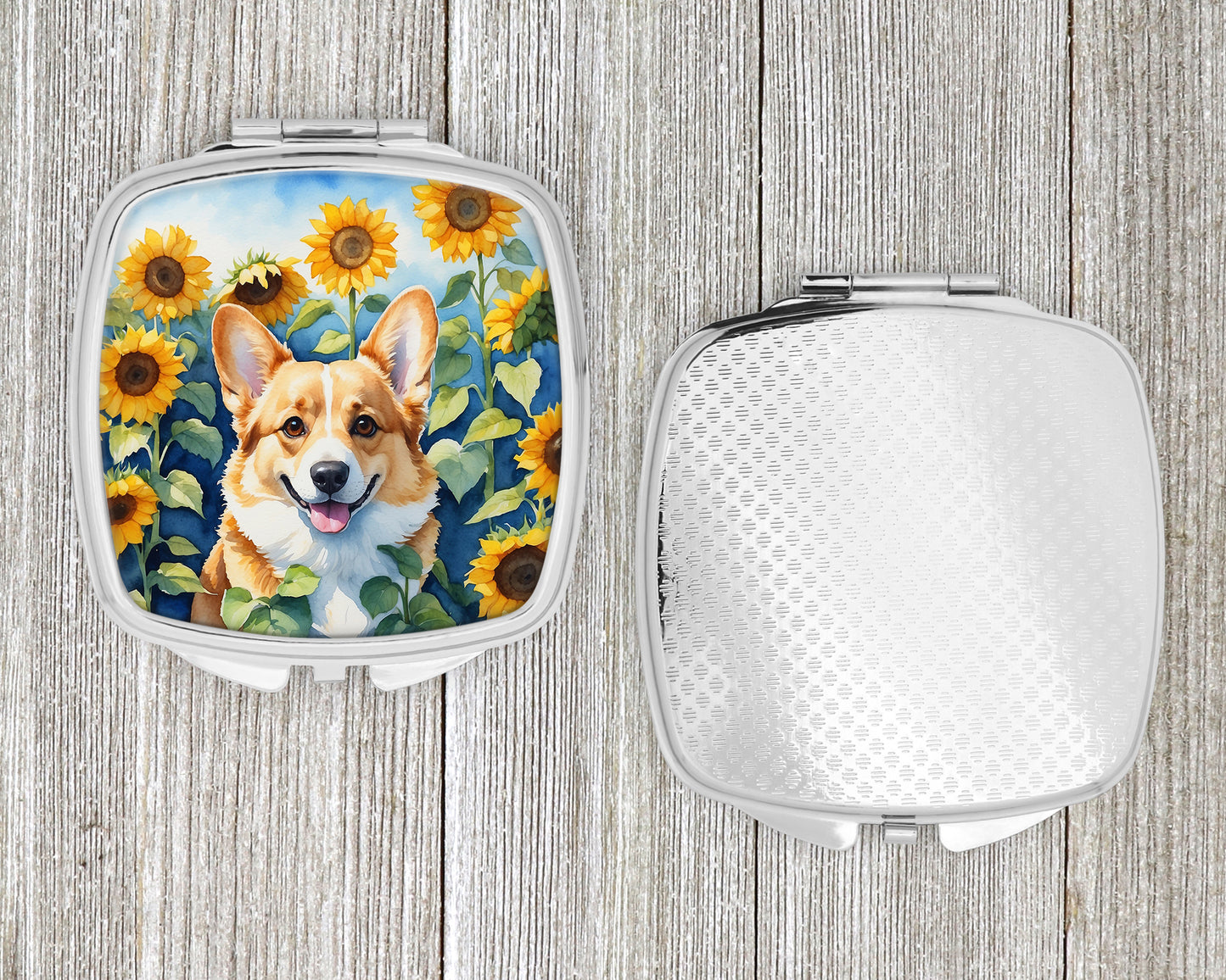 Corgi in Sunflowers Compact Mirror