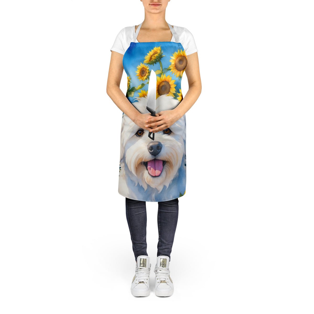 Coton de Tulear in Sunflowers Apron