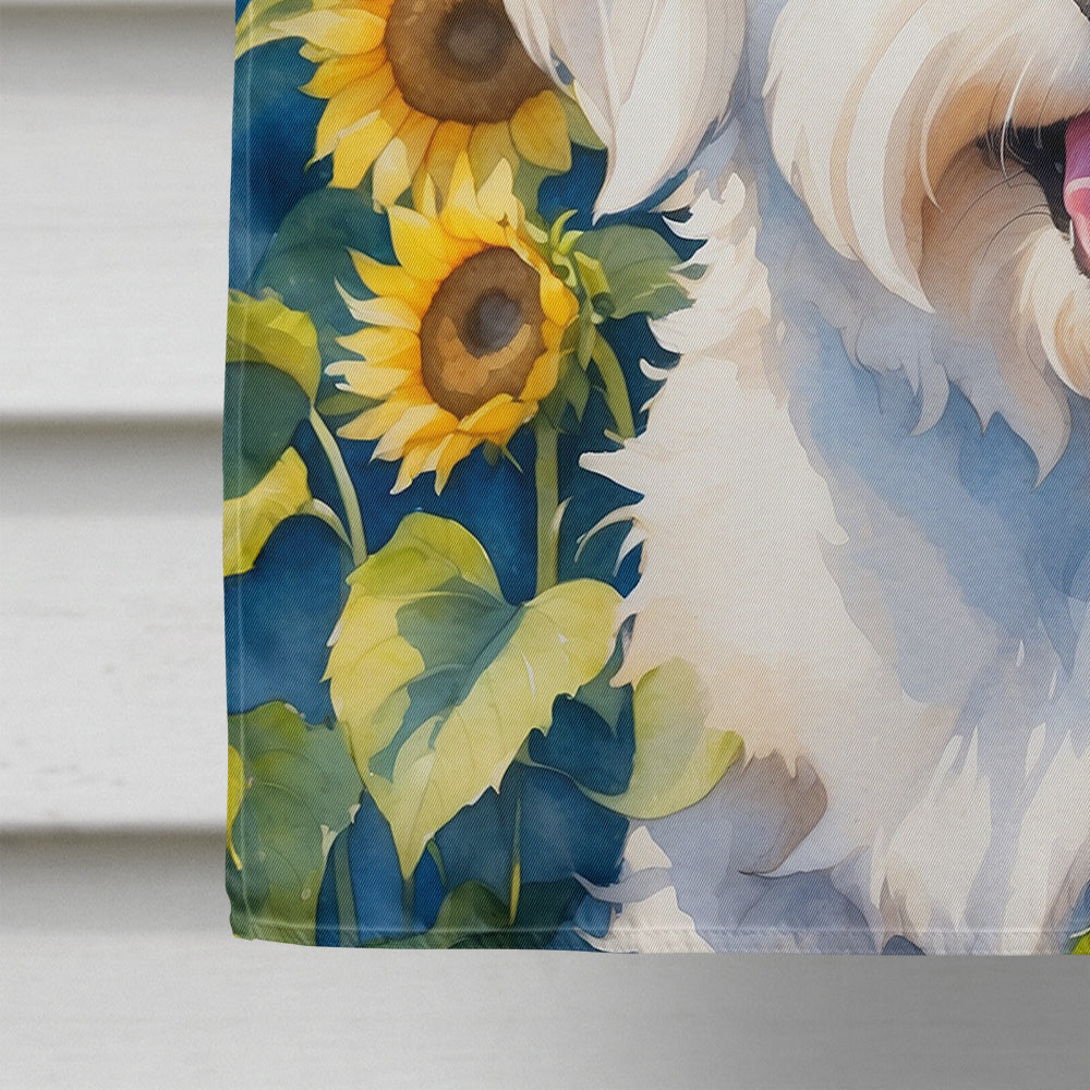 Coton de Tulear in Sunflowers House Flag